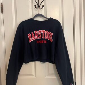 Barstool Champion Navy Sweatshirt with Red Lettering